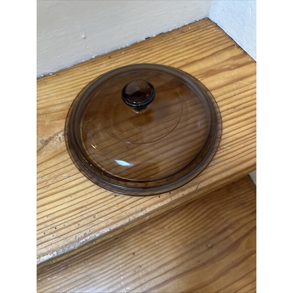 Pyrex Corning Ware Vision V-1.5-C Brown Amber Glass 7" Replacement Lid Round - Picture 1 of 2